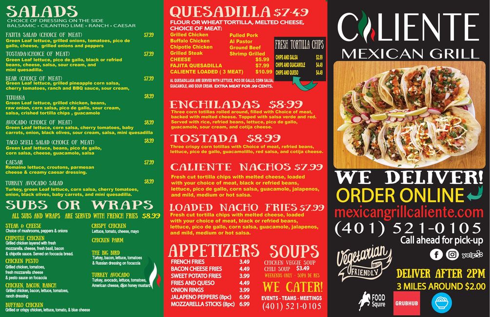 THAYER MENU Caliente Mexican Grill